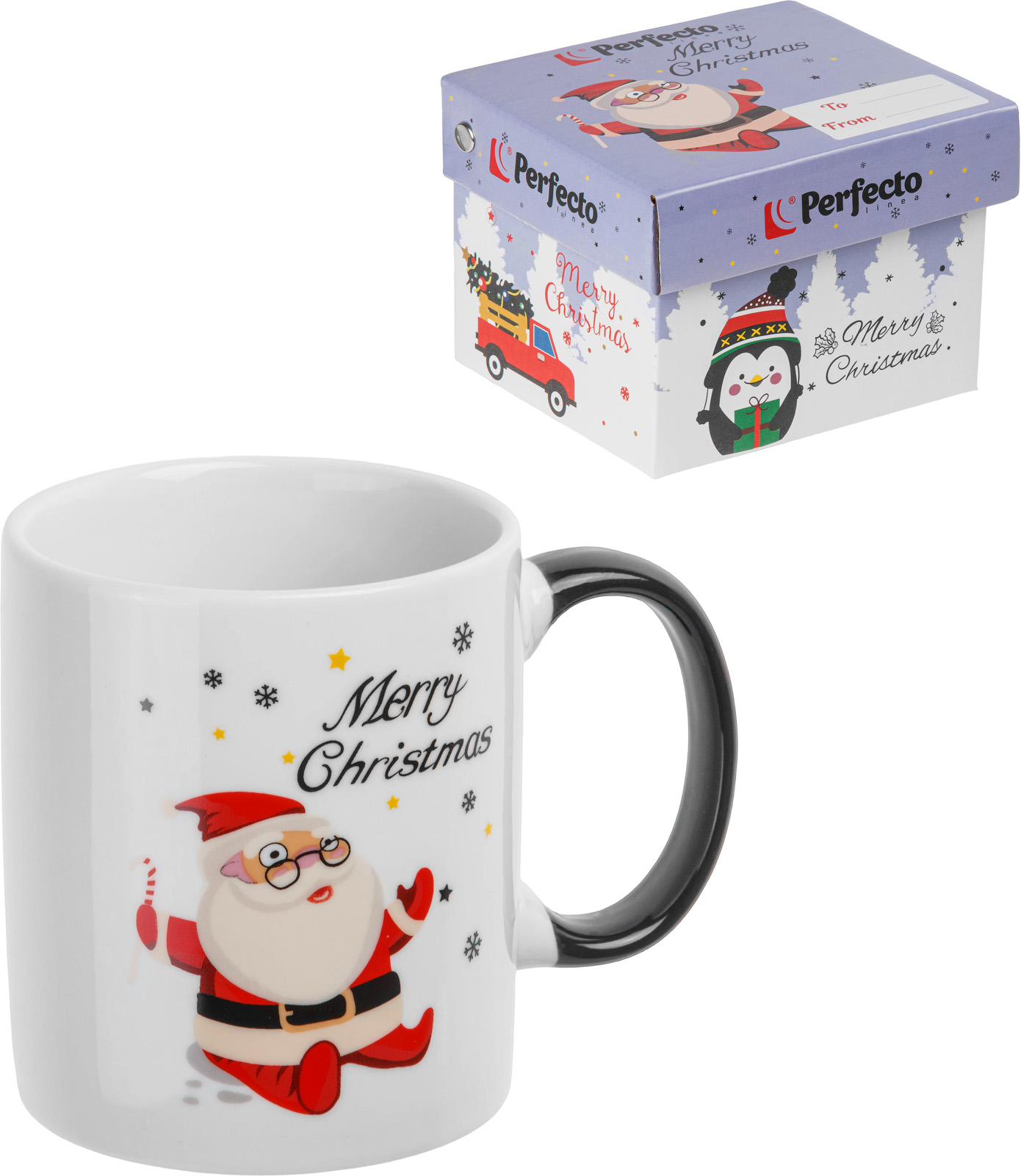 Кружка керамическая, в кор., 350 мл., MERRY CHRISTMAS-1, PERFECTO LINEA