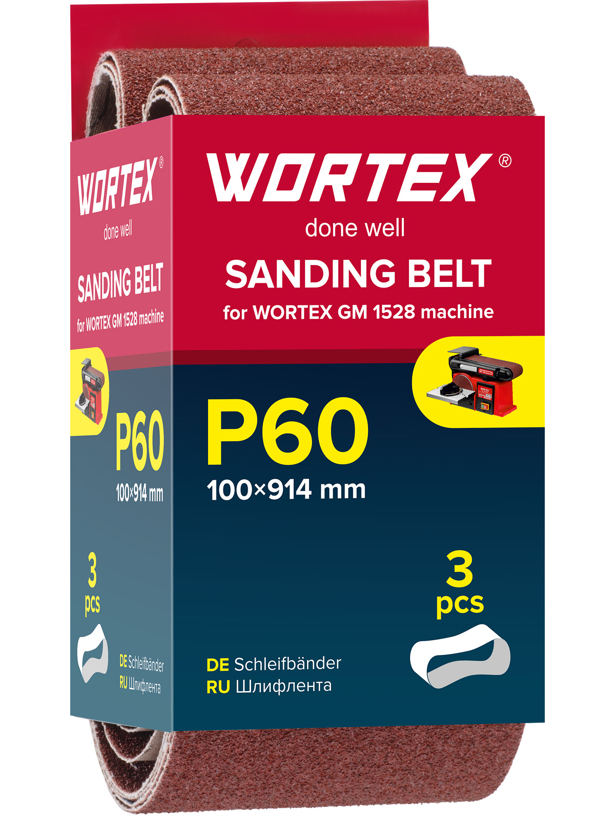 Шлифлента 100×914 мм P60 бесконечная 3 шт. для станка WORTEX GM 1528