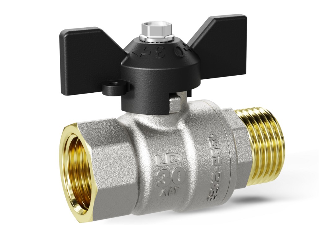 Кран шаровый 1 1/4″ нар.-вн. бабочка PN 25 LD