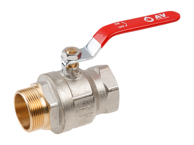 Кран шаровый 1 1/2″ нар.-вн. ручка PN25, AV Engineering