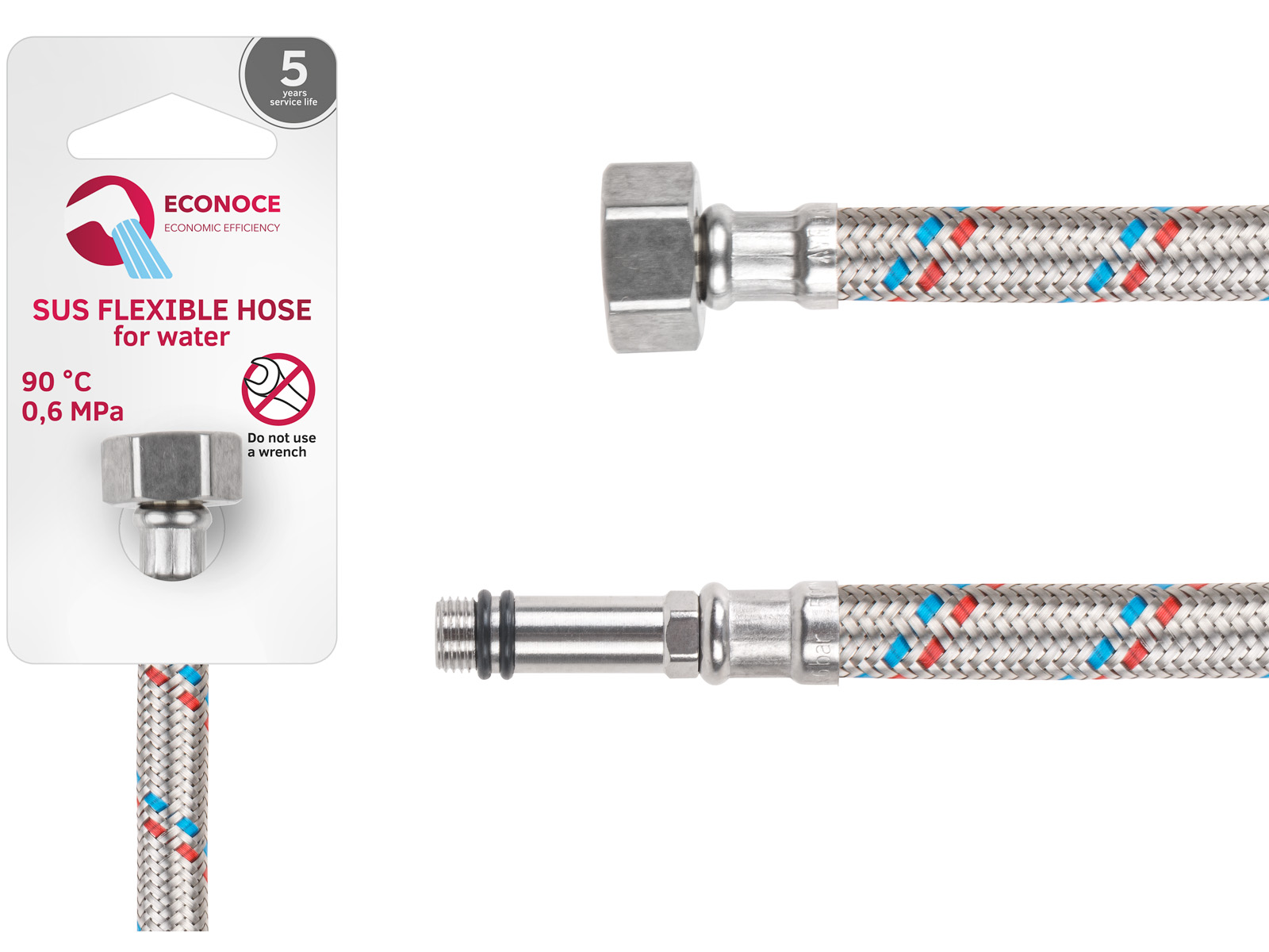 Подводка гибкая, SUS, иголка м10 длинная — гайка 1/2″ 120 см ECONOCE