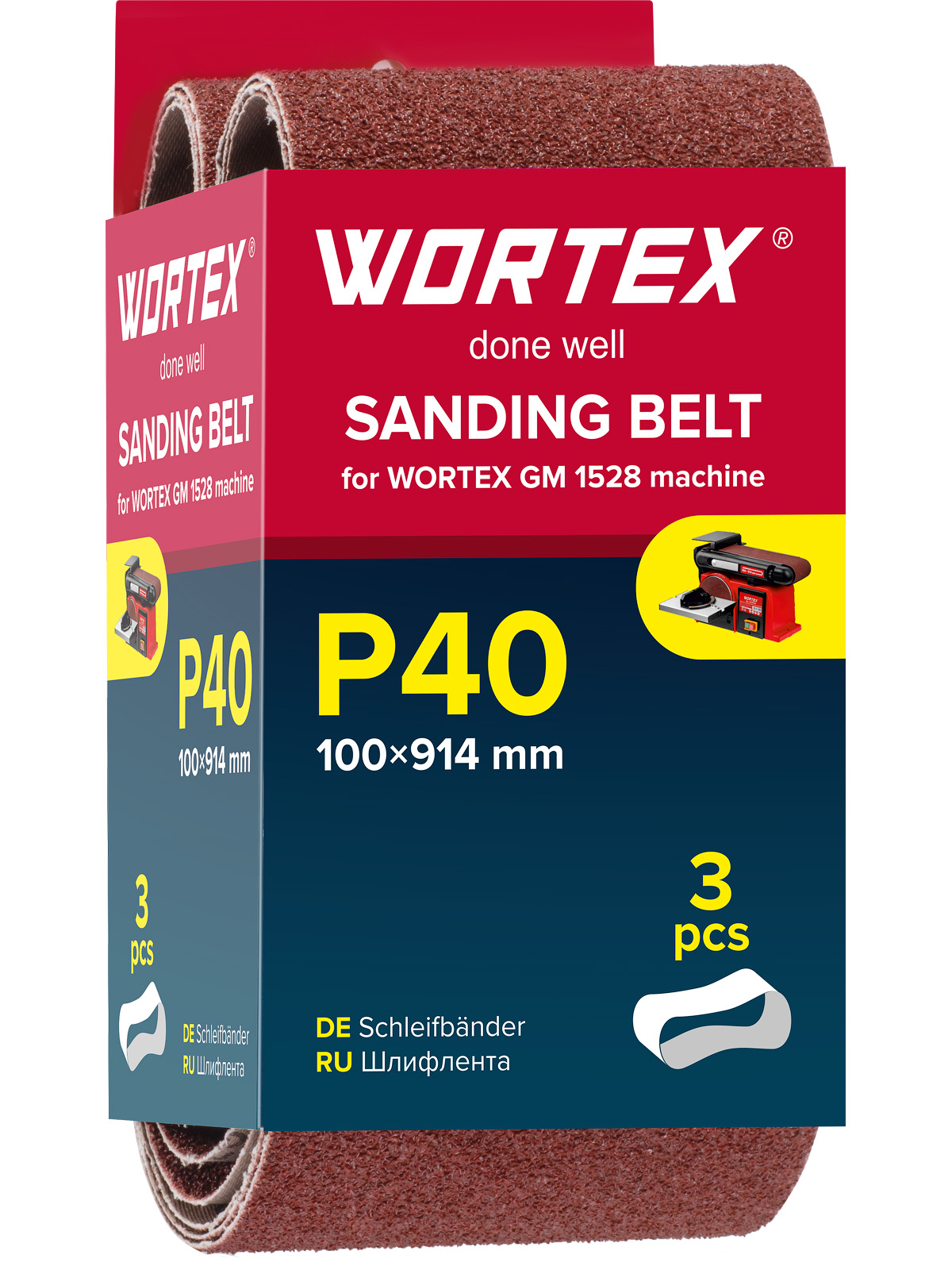 Шлифлента 100×914 мм P40 бесконечная 3 шт. для станка WORTEX GM 1528