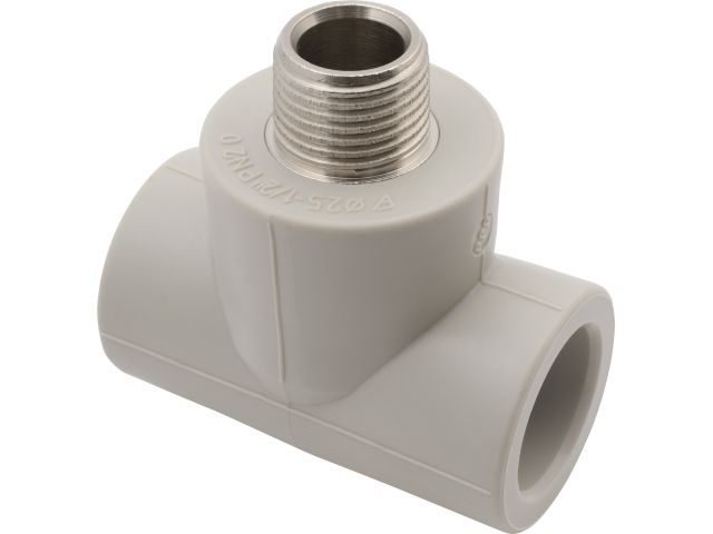 Тройник ПП комб. нар. 25х1/2″, сер. FV Plast