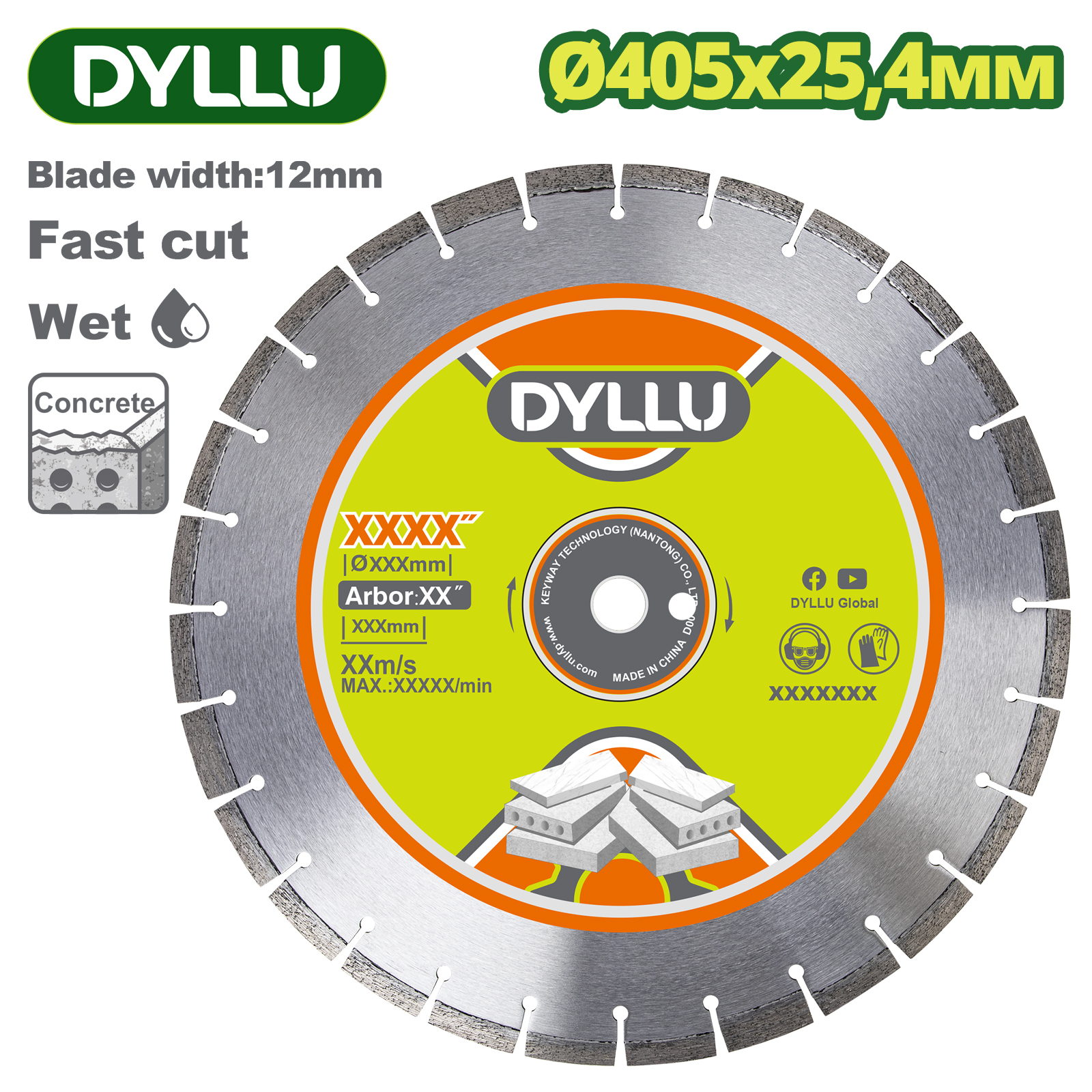 Диск алмазный 405×12,0x25,4 мм DYLLU DTDC7502