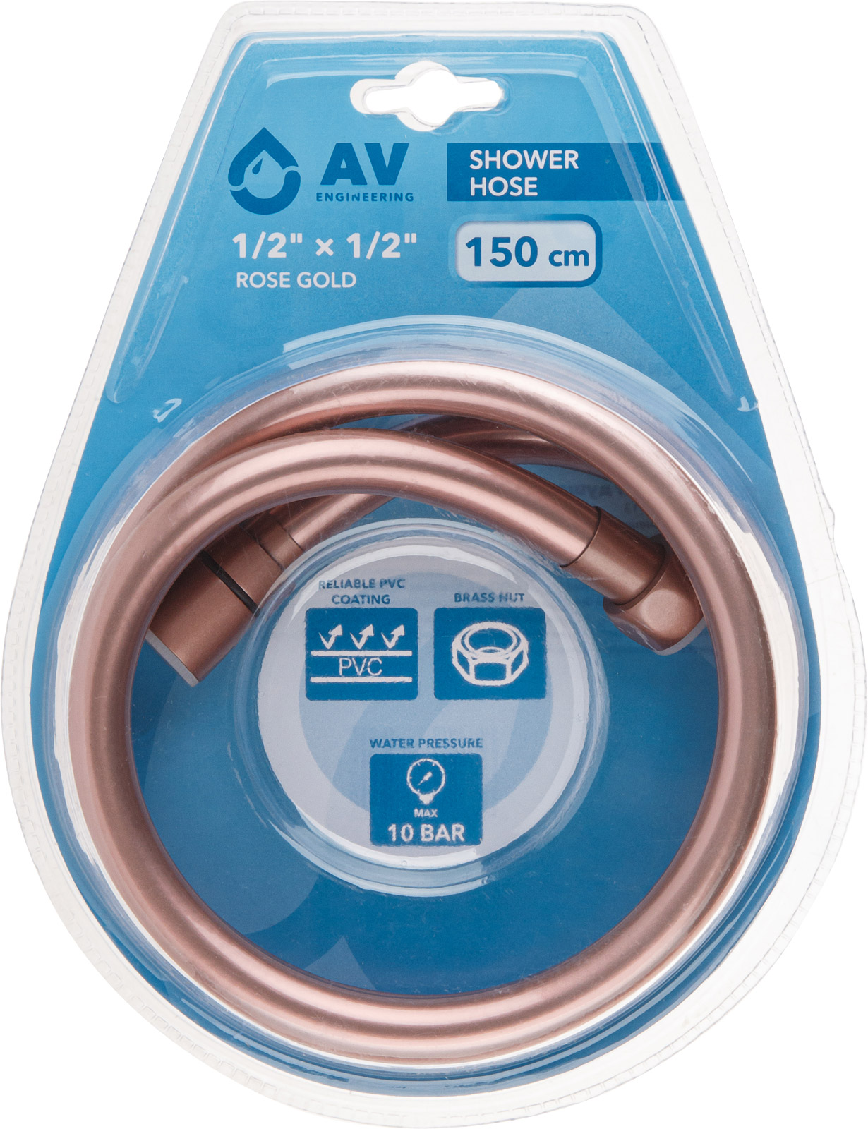 Шланг душевой, PVC, 1/2″ г-г 150 см, розовое золото, AV Engineering