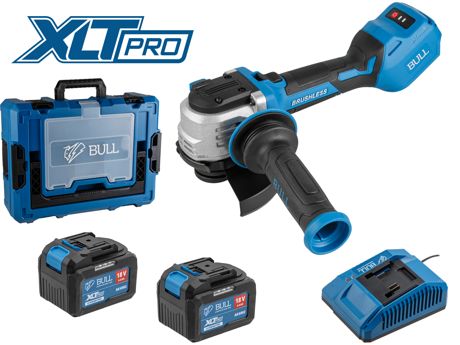 Аккум. углошлифмашина BULL CSG 1812-1 SR Xcase XLTpro 2×6 Ач БЕСЩЕТ, 125 мм, рег. об., 10 000 об/мин