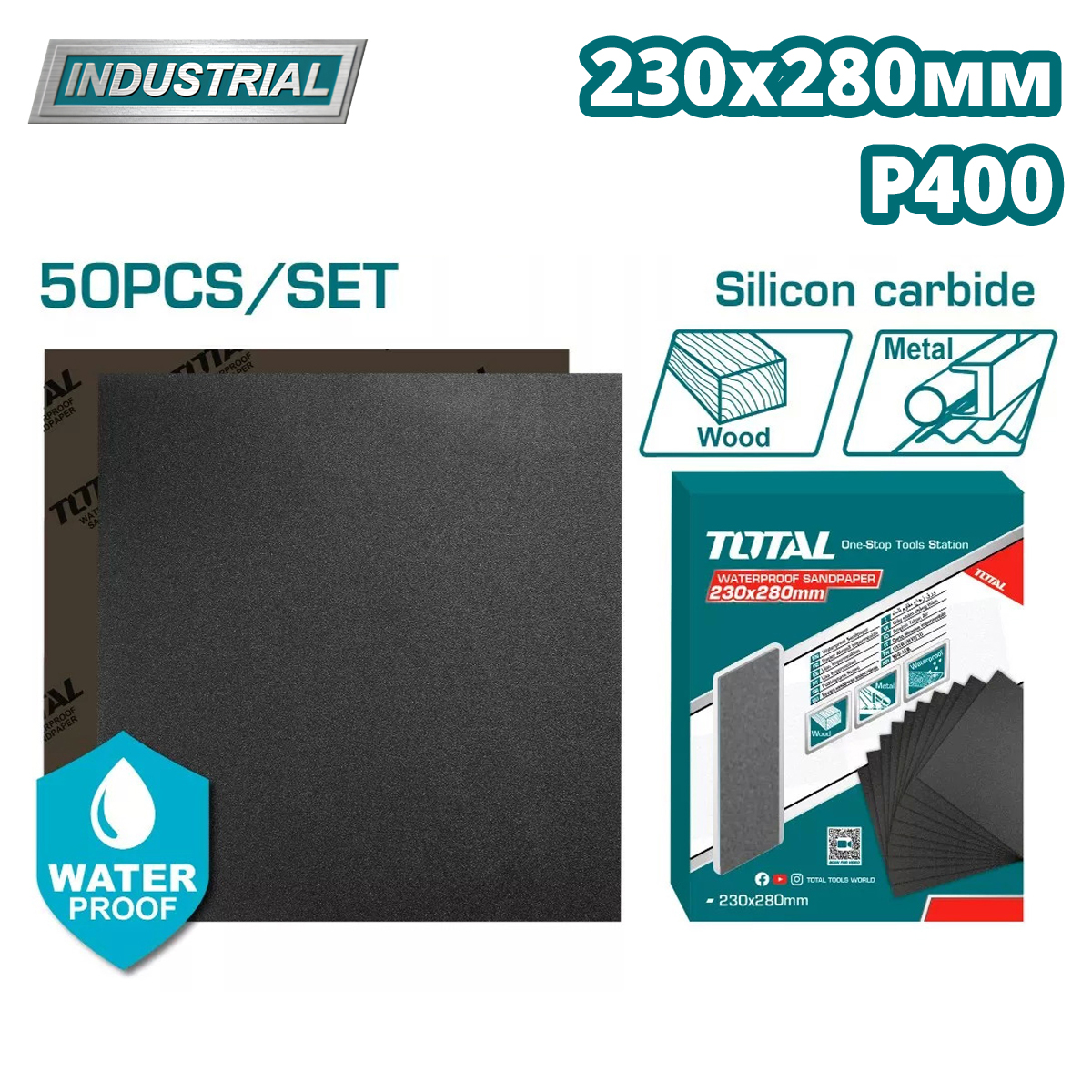 Шлифлисты 230×280 мм P400 TOTAL TAC040016 (50 шт.)