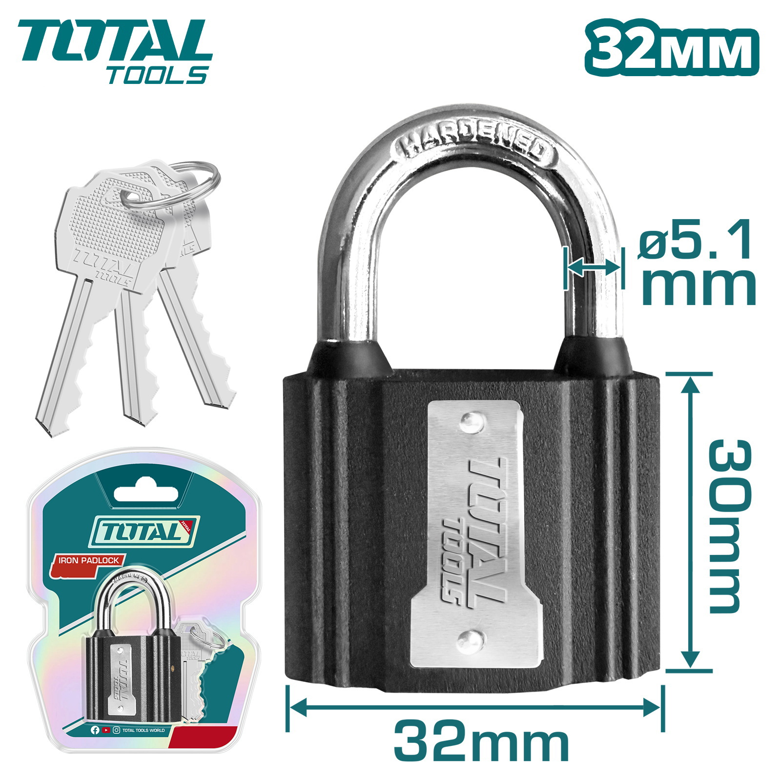 Замок навесной 32мм TOTAL TLK31321