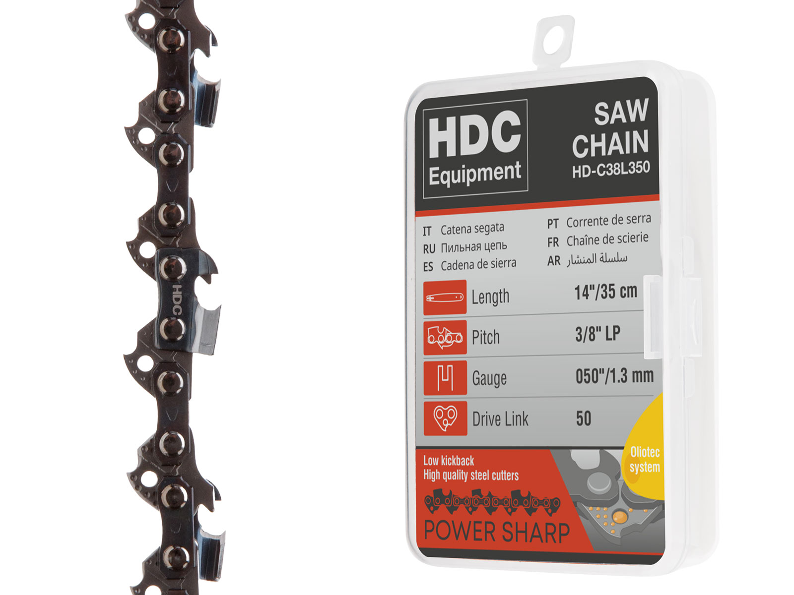 Цепь 35 см 14″ 3/8″ LP 1.3 мм 50 зв. (в пласт. боксе) HDC