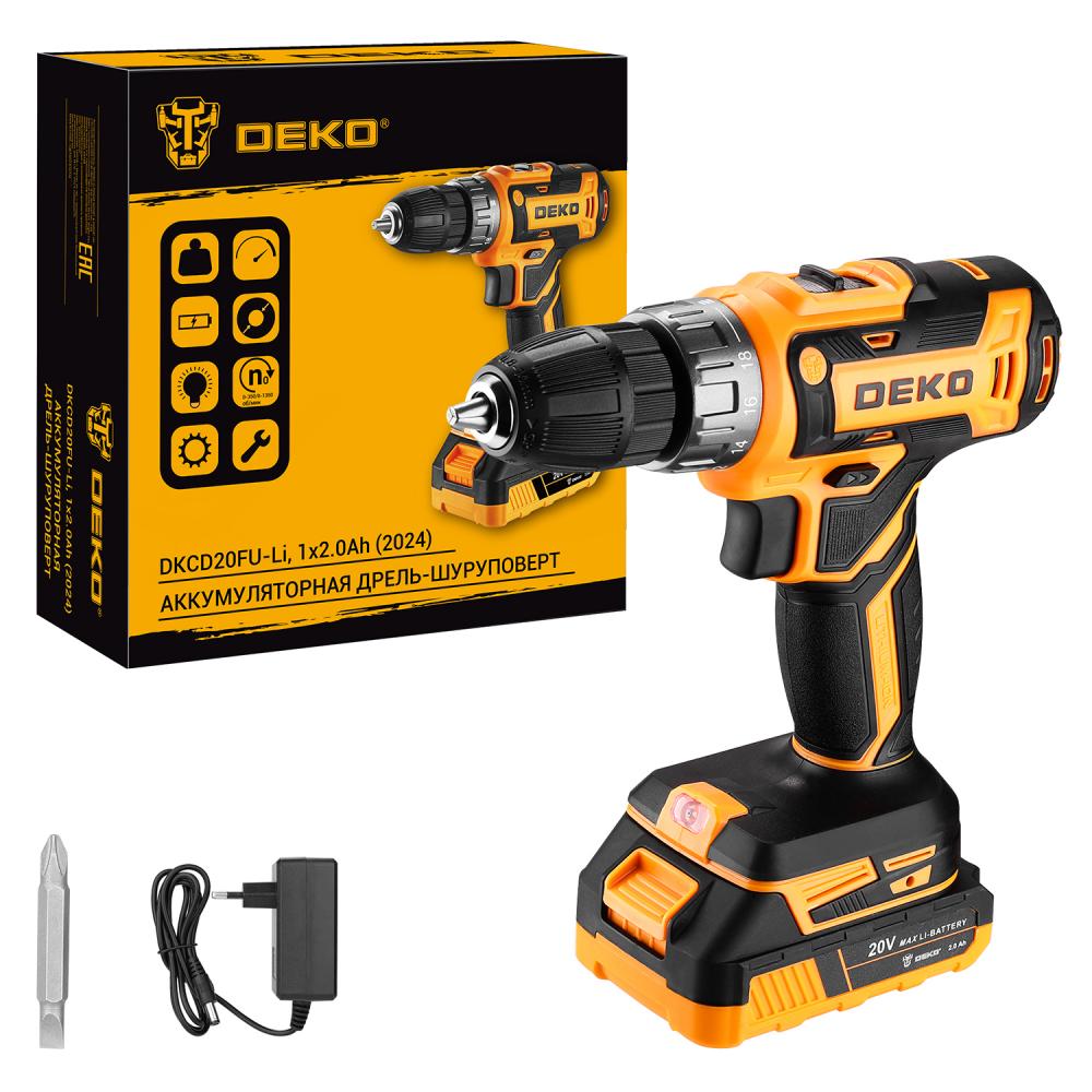 Дрель-шуруповерт аккумуляторная DEKO DKCD20FU-Li 063-4149