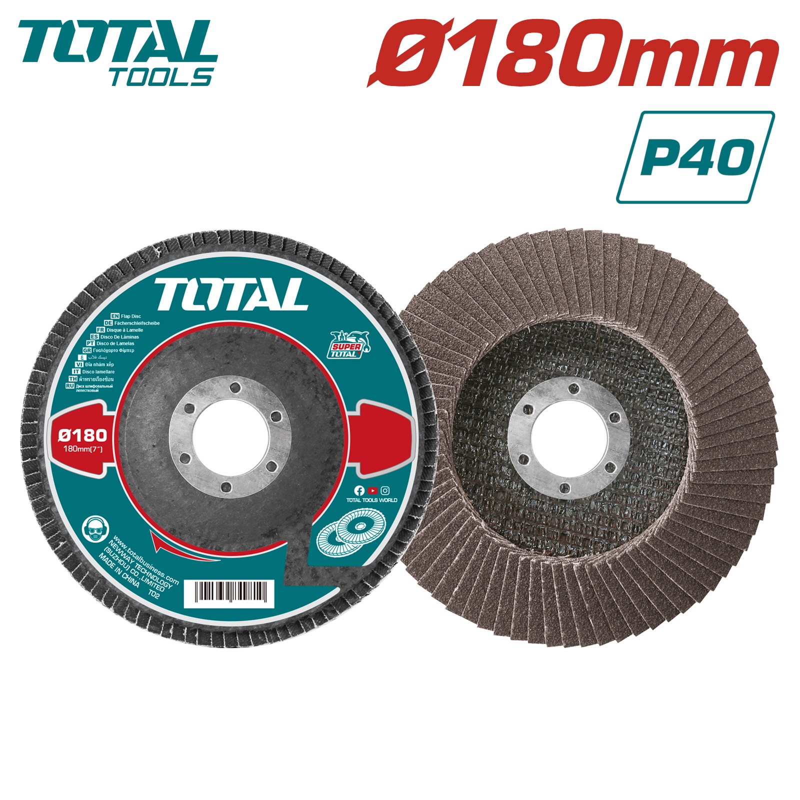 Круг лепестковый 180×22,2 мм P40 TOTAL TAC631801