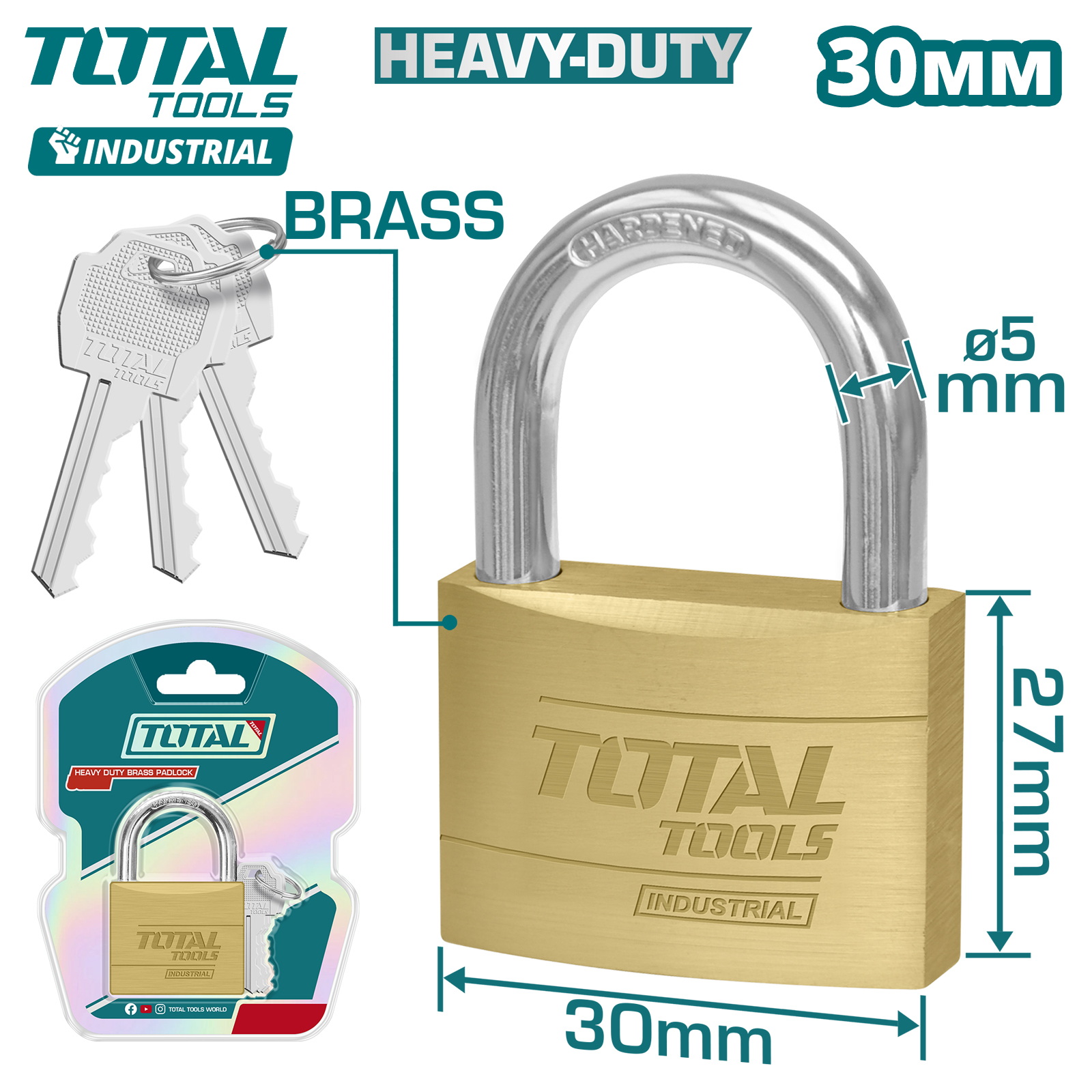 Замок навесной латунный 30мм TOTAL TLK32302
