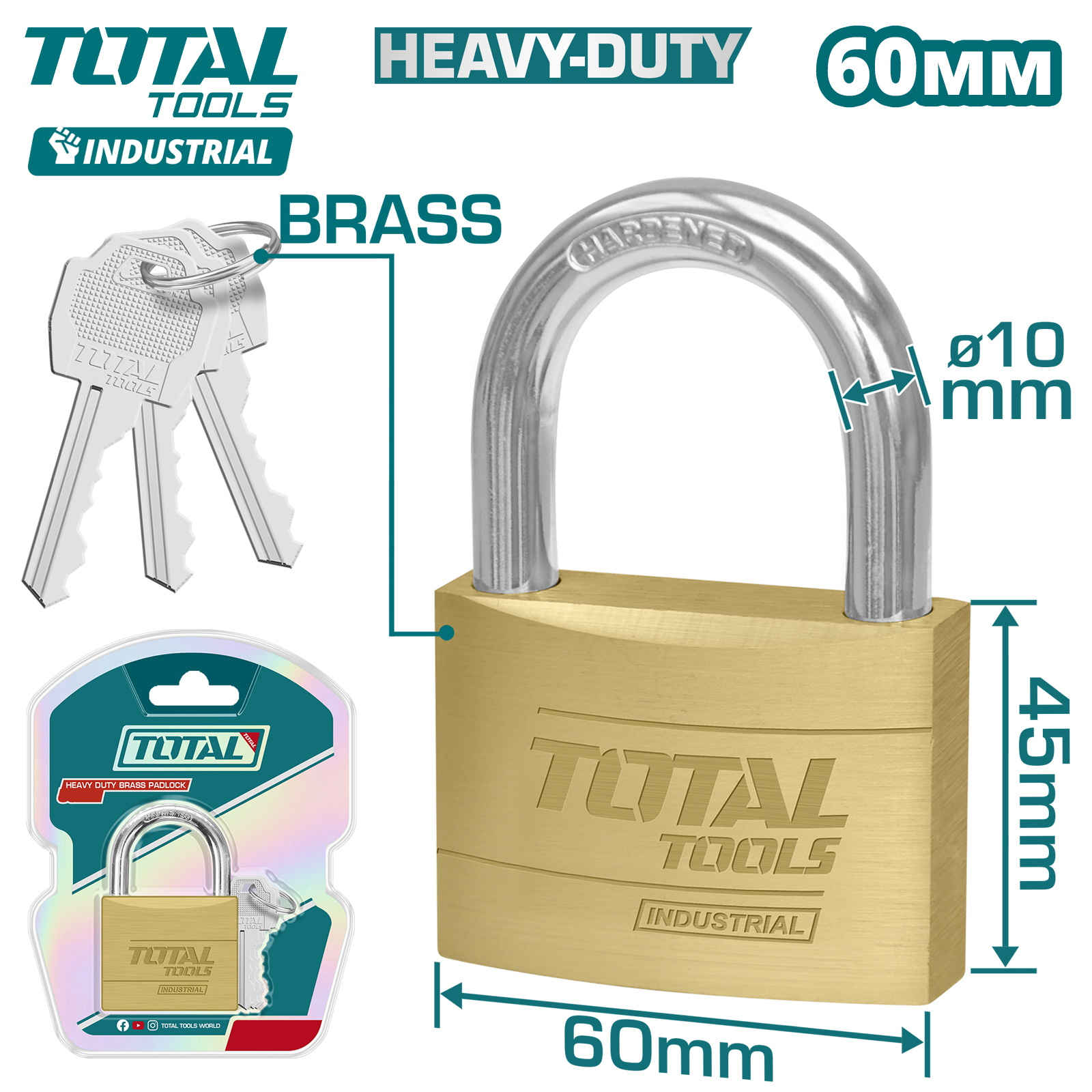 Замок навесной латунный 60мм TOTAL TLK32602
