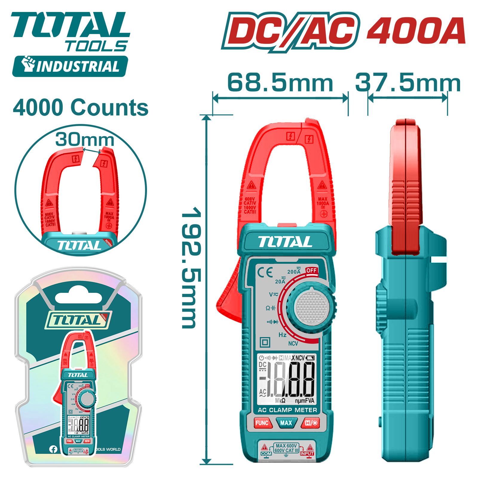 Токовые клещи TOTAL TMT762002