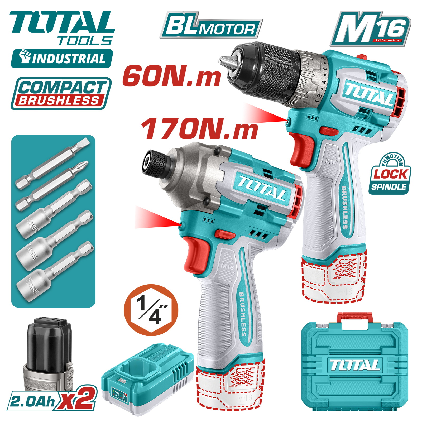 Набор аккумуляторного инструмента TOTAL TOSLI240968