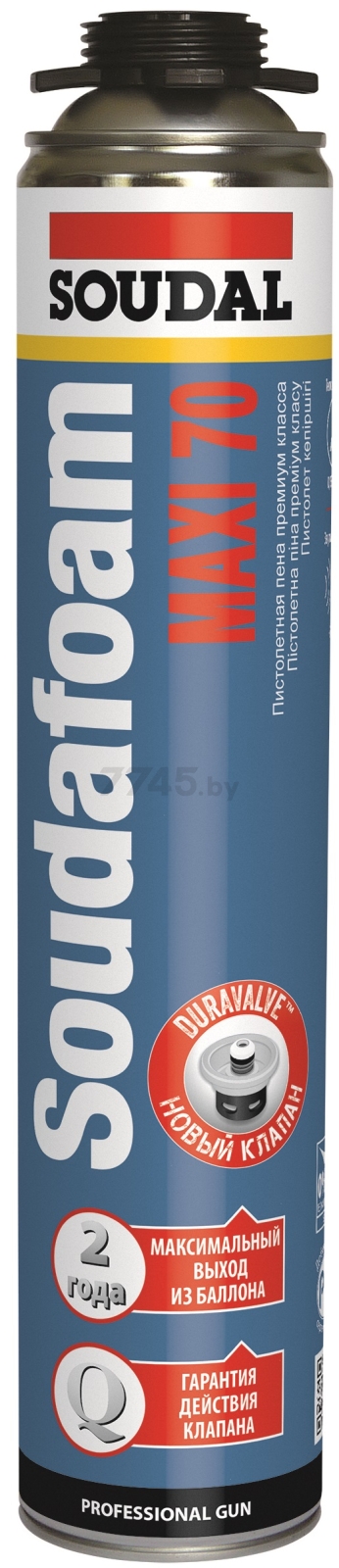 Пена монтажная пистолетная «Soudal» Soudafoam Maxi 70 870 мл
