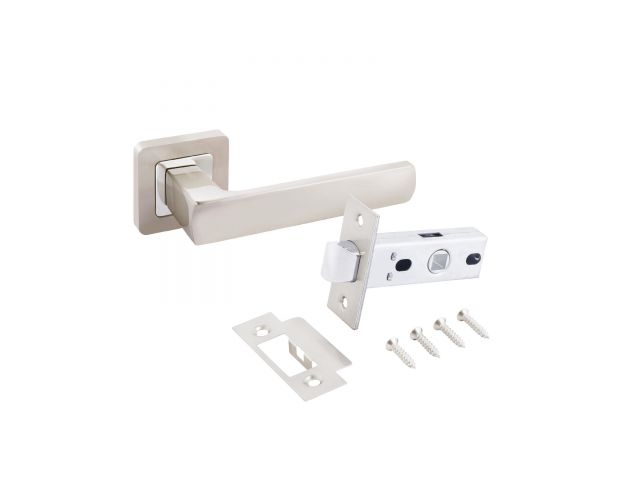 Комплект ручка и защелка  АЛЛЮР АРТ «КОЛОМБО» SN+L45-8 SN (2380/S45) мат.никель (20) (компл)