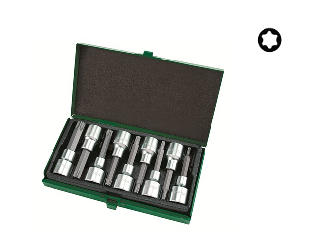 Набор бит TORX 1/2″ 9пр. T20-T60 TOPTUL