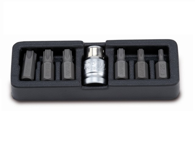 Набор бит «TORX» 1/2″ Т25-Т55 + переходник 1/2″ 7пр. TOPTUL
