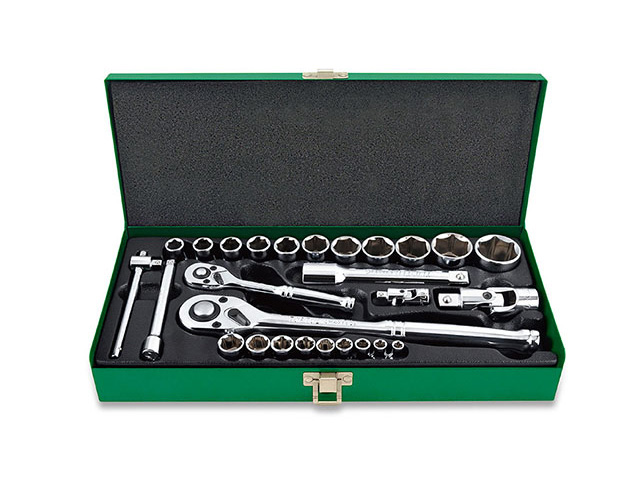Набор головок 1/4″ 1/2″ 27предм. 6гр. метал.кейс TOPTUL