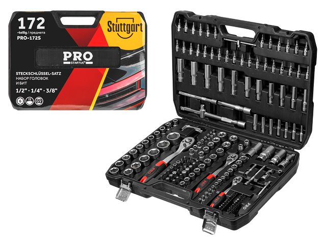 Набор головок и бит 172пр. 1/4″,3/8″,1/2″ PRO STARTUL STUTTGART (PRO-172S)