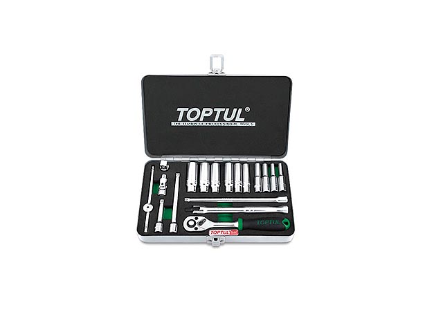 Набор головок 1/4″ 4-13мм 18предм. 6гр. метал. кейс  TOPTUL