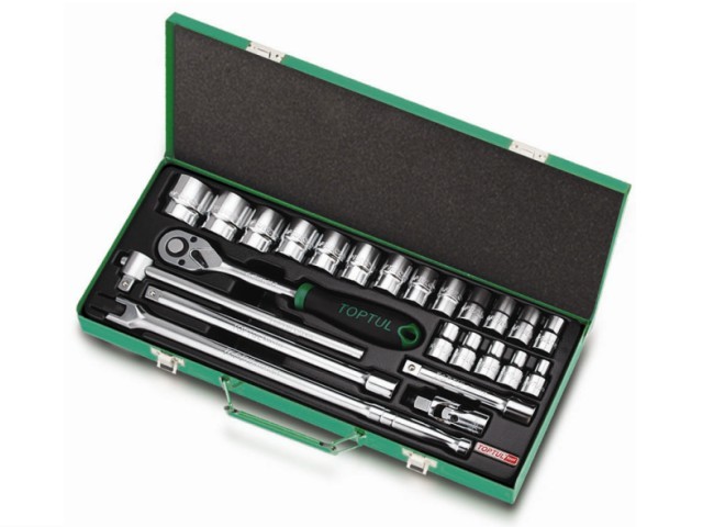 Набор головок 1/2″ 8-32мм 24предм. 6гр. метал.кейс TOPTUL