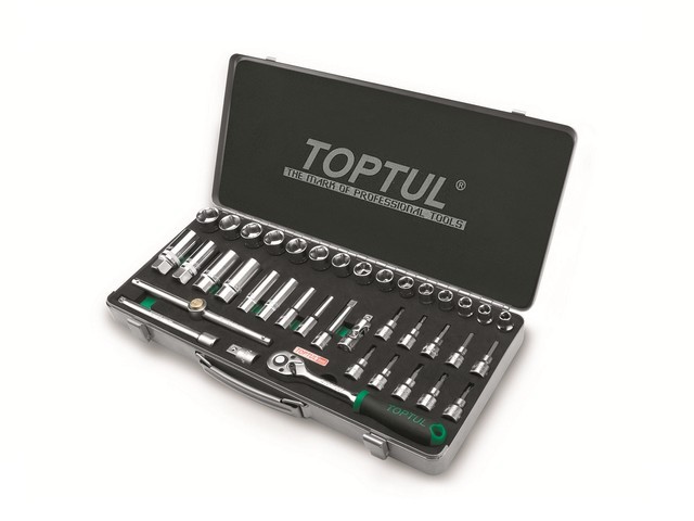 Набор головок и бит 3/8″ 39предм. 6гр. метал.кейс TOPTUL