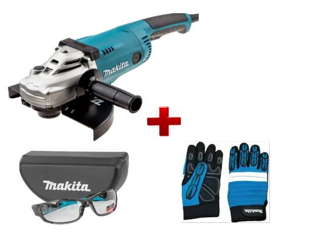 Двуручная углошлифмашина MAKITA GA 9020 в кор. + АКЦИЯ Защитные очки + Перчатки «Механик» XL