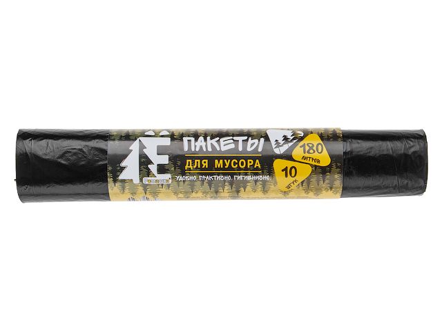 Мешки для мусора, 180 л, 10 шт, «Е-Ромашка», черные, РОМАШКА