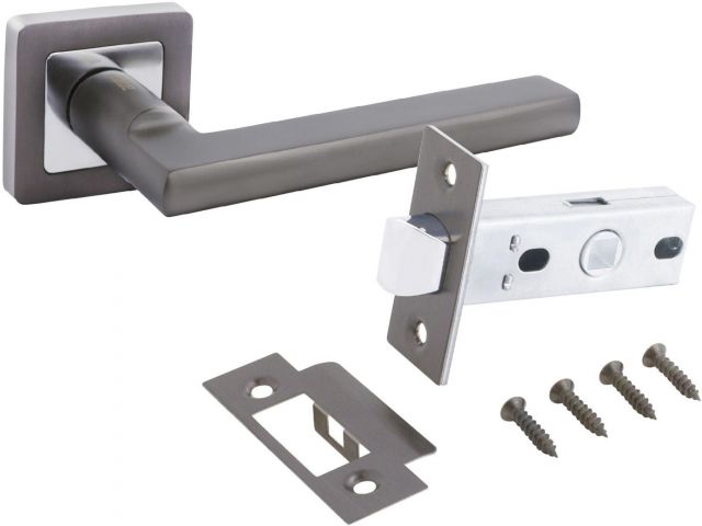 Комплект ручка и защелка АЛЛЮР АРТ «ВЕНСАН» MBN+L45-8 MBN (2640/S45) графит  (20) (компл)