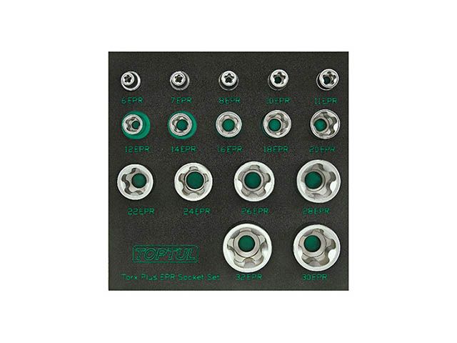 Набор головок 1/4″, 3/8″, 1/2″ 6EPR-32EPR 16предм. TOPTUL (GABF1601)