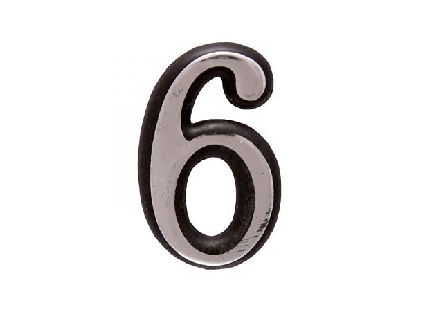 Цифра дверная АЛЛЮР БОЛЬШАЯ пластик «6» хром