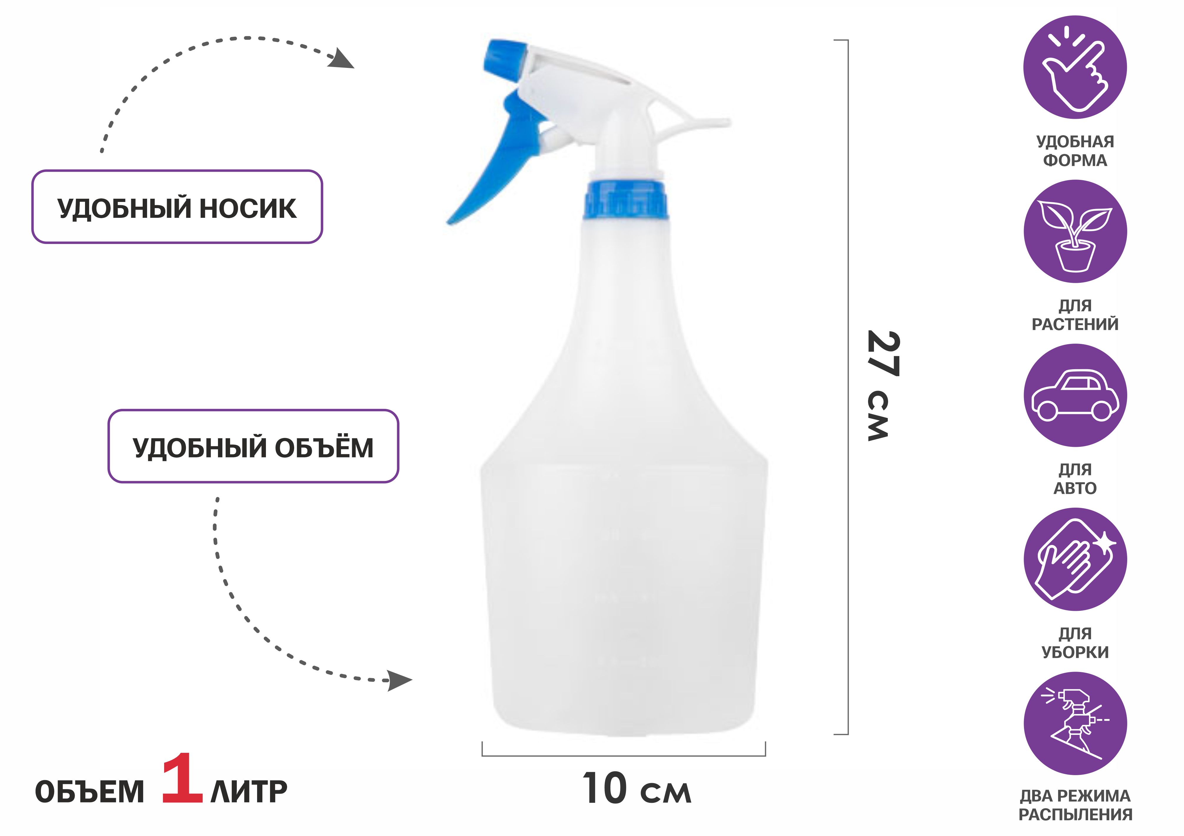Опрыскиватель ручной 1л с пульверизатором, PERFECTO LINEA