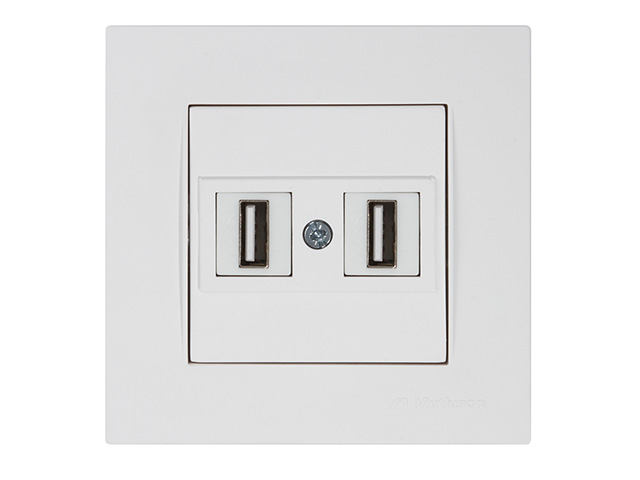 Розетка компьютерная 2хUSB (скрытая) белая (не для зарядки) RITA, MUTLUSAN
