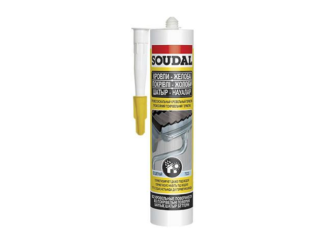 Герметик кровельный профессиональный «Soudal» КРОВЛИ ЖЕЛОБА прозрачный 280 мл