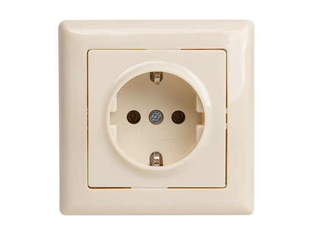 Розетка 1-ая (скрытая, с/з) кремовая, DARIA, MUTLUSAN