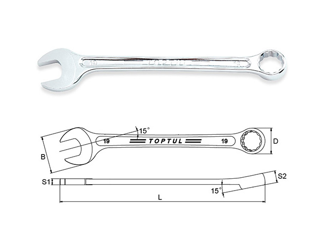 Ключ комбинированный 24мм 15° TOPTUL