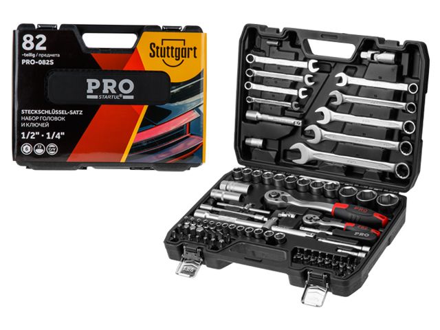 Набор головок и ключей 82пр. 1/4″,1/2″ PRO STARTUL STUTTGART (PRO-082S)