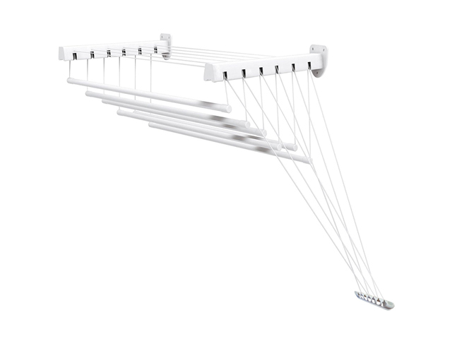 Сушилка для белья стеновая стальная 1,6 м, 6 стержней, белая, PERFECTO LINEA