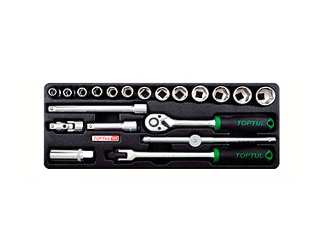 Набор-сет головок 3/8″ 20предм. 6гр. 136х364мм TOPTUL