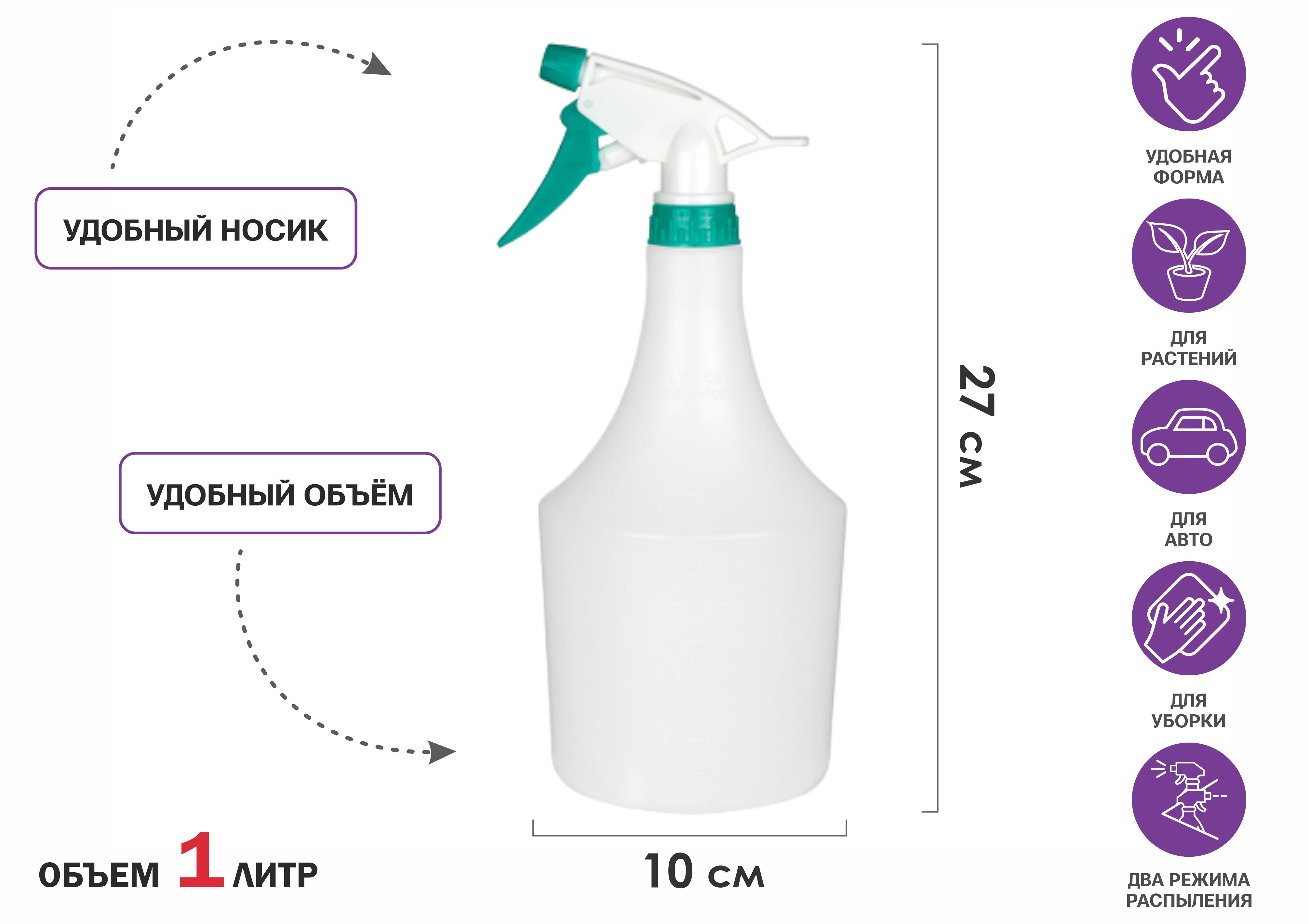 Опрыскиватель ручной 1л с пульверизатором, PERFECTO LINEA