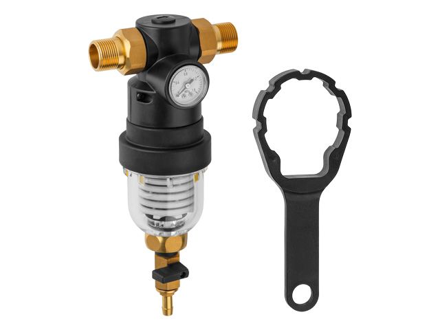 Фильтр самоочищающийся 3/4″ нар., с манометром, AV Engineering (инд. упак.)