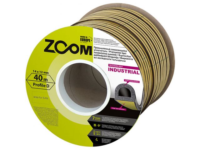 Уплотнитель гаражный «D» 14ммх12мм белый сдвоенный профиль (2х20м) ZOOM INDUSTRIAL