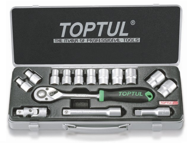 Набор головок 1/2″ 8-24мм 15предм. 6гр. метал.кейс TOPTUL