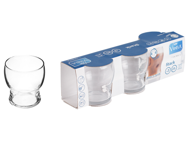 Набор стаканов, 3 шт., 250 мл, 89х80 мм, серия Stack, VINTIA (V057740)