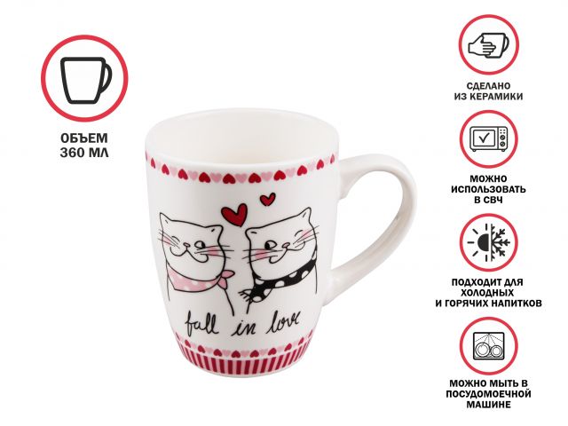 Кружка керамическая, 360 мл., LOVE KITTY-3, PERFECTO LINEA
