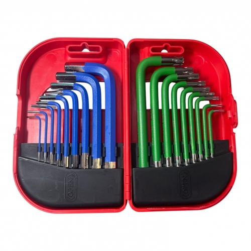 Ключи шестигранные с шариком 1.5-10мм и TORX с отверстием T10-T50 в кейсе, набор 18пр. CrV "H-D"