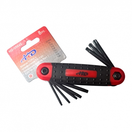 Ключи TORX с отверстием T9-T40 складные (набор 8шт.) CrV "H-D"